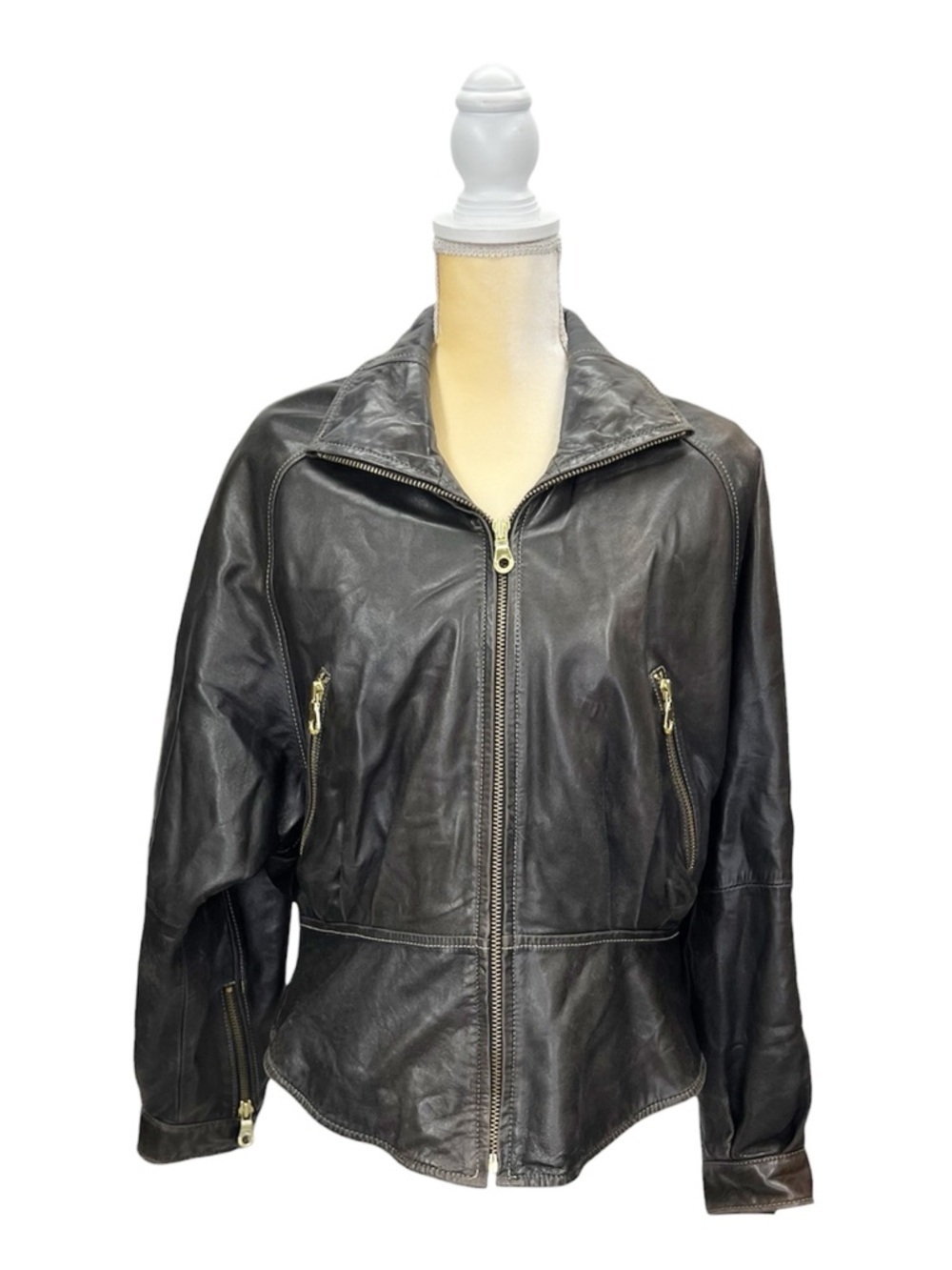 Vintage 90s Andrew Marc Brown Leather Jacket Women’s Size Medium** Vtg 1990s